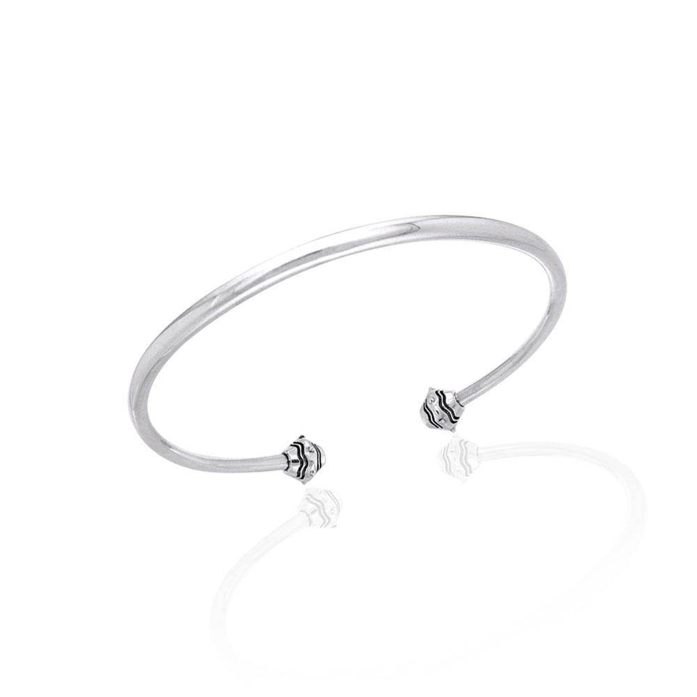 Silver Bead Cuff Bracelet with Hexagon TBA073 - Jewelry