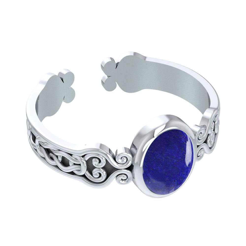 Celtic Knot Spiral Cuff Bracelet with Synthetic Lapis TBA186 - Jewelry
