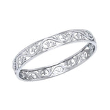 Filigree Leaf Silver Bangle TBG133 - Jewelry