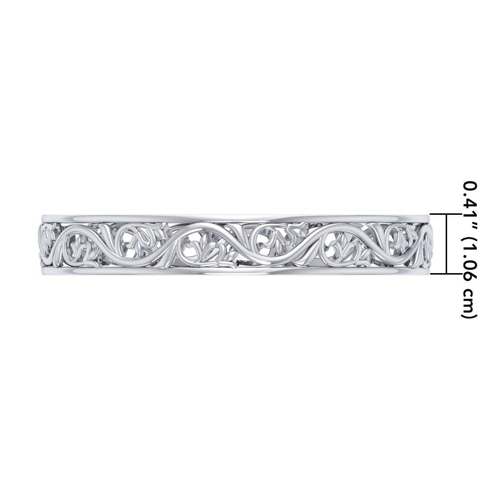 Filigree Leaf Silver Bangle TBG133 - Jewelry