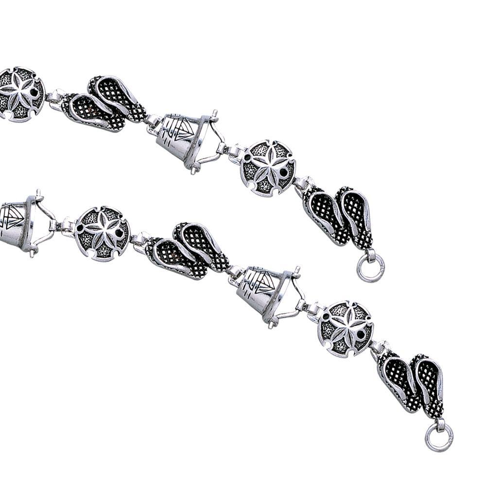 Itโ€s more fun in the sand ~ Sterling Silver Jewelry Link Bracelet TBG450 - Jewelry
