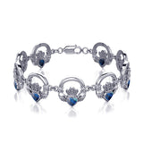 Irish Claddagh Silver Link Bracelet with Stone TBG738 - Jewelry