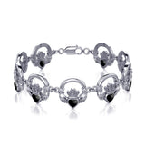 Irish Claddagh Silver Link Bracelet with Stone TBG738 - Jewelry