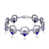 Irish Claddagh Silver Link Bracelet with Stone TBG738 - Jewelry