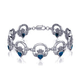 Irish Claddagh Silver Link Bracelet with Stone TBG738 - Jewelry