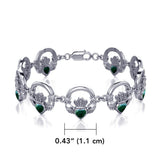 Irish Claddagh Silver Link Bracelet with Gem Inlay TBG738 - Jewelry