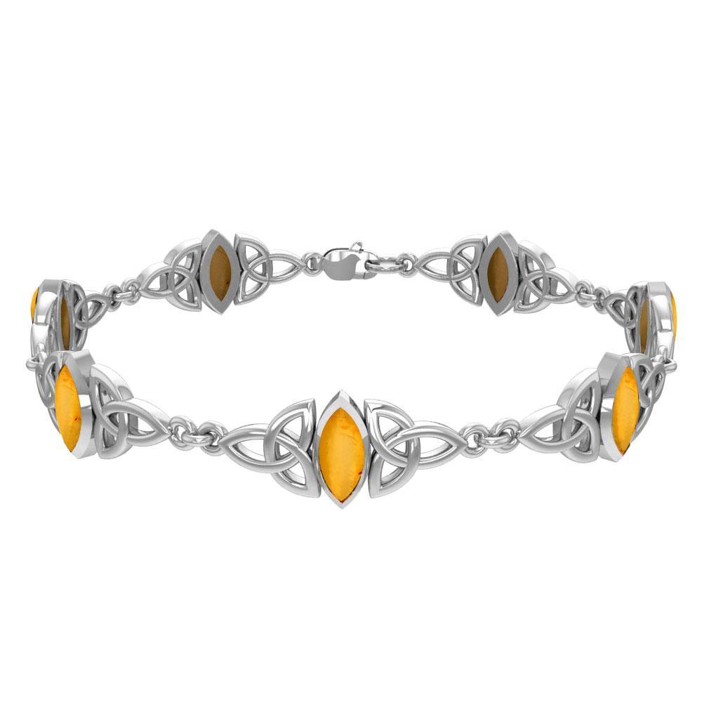 Silver Celtic Trinity Knot with Gemstone Link Bracelet TBG740 - Jewelry