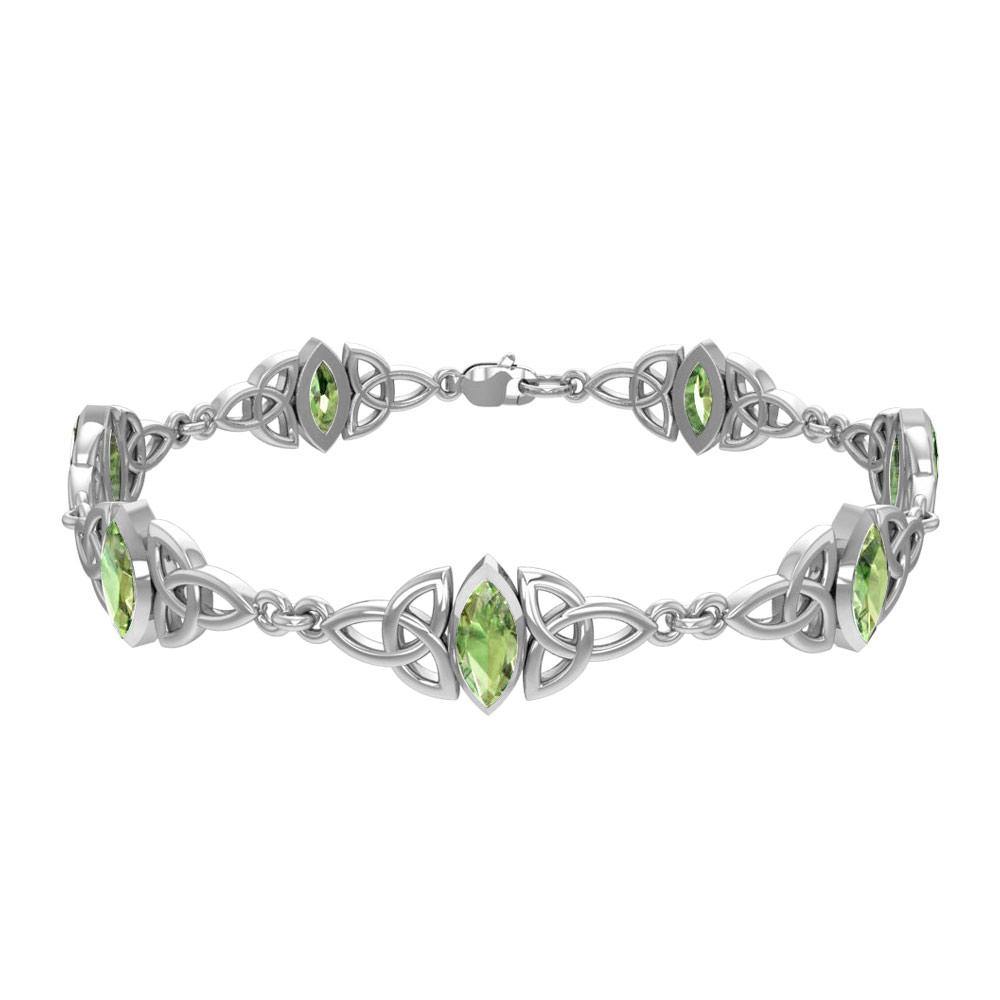 Silver Celtic Trinity Knot with Gemstone Link Bracelet TBG740