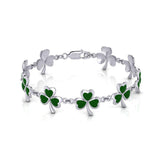 One of Celtic's epitome ~ Sterling Silver Jewelry Shamrock Link Bracelet TBG744