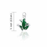 Silver Frog Charm with Green Enamel TCM099 - Jewelry