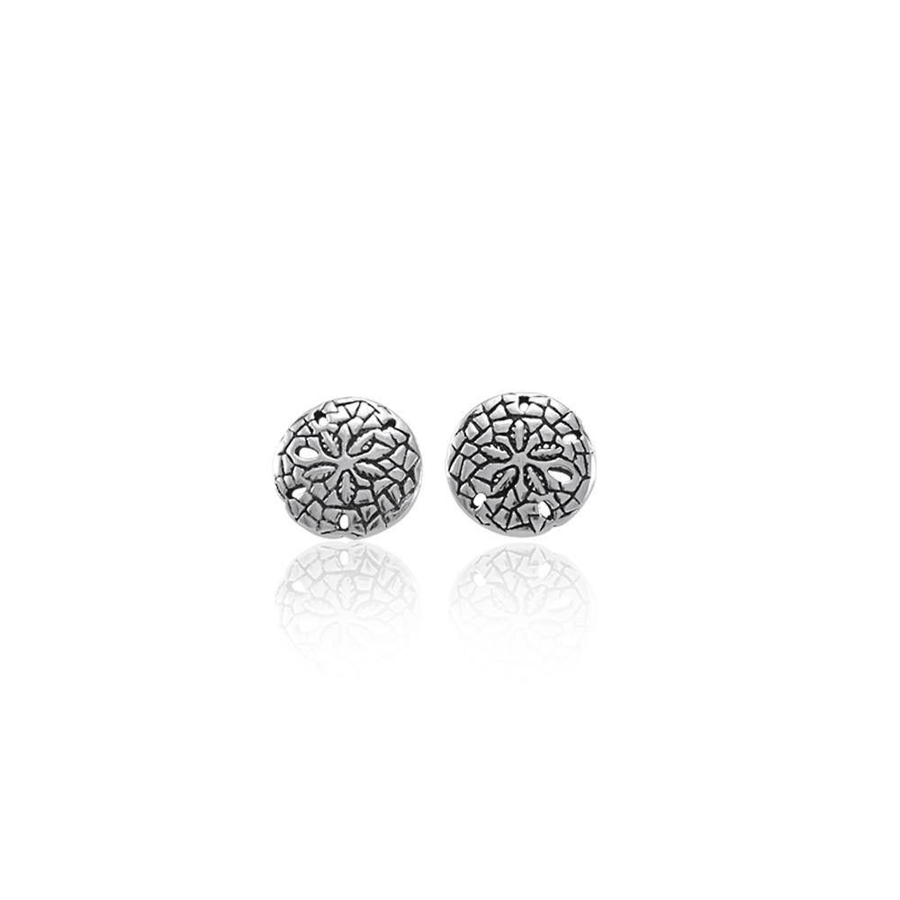 Flow with the ocean ~ Sterling Silver Jewelry Sand Dollar Post Earrings TE2583 - Jewelry