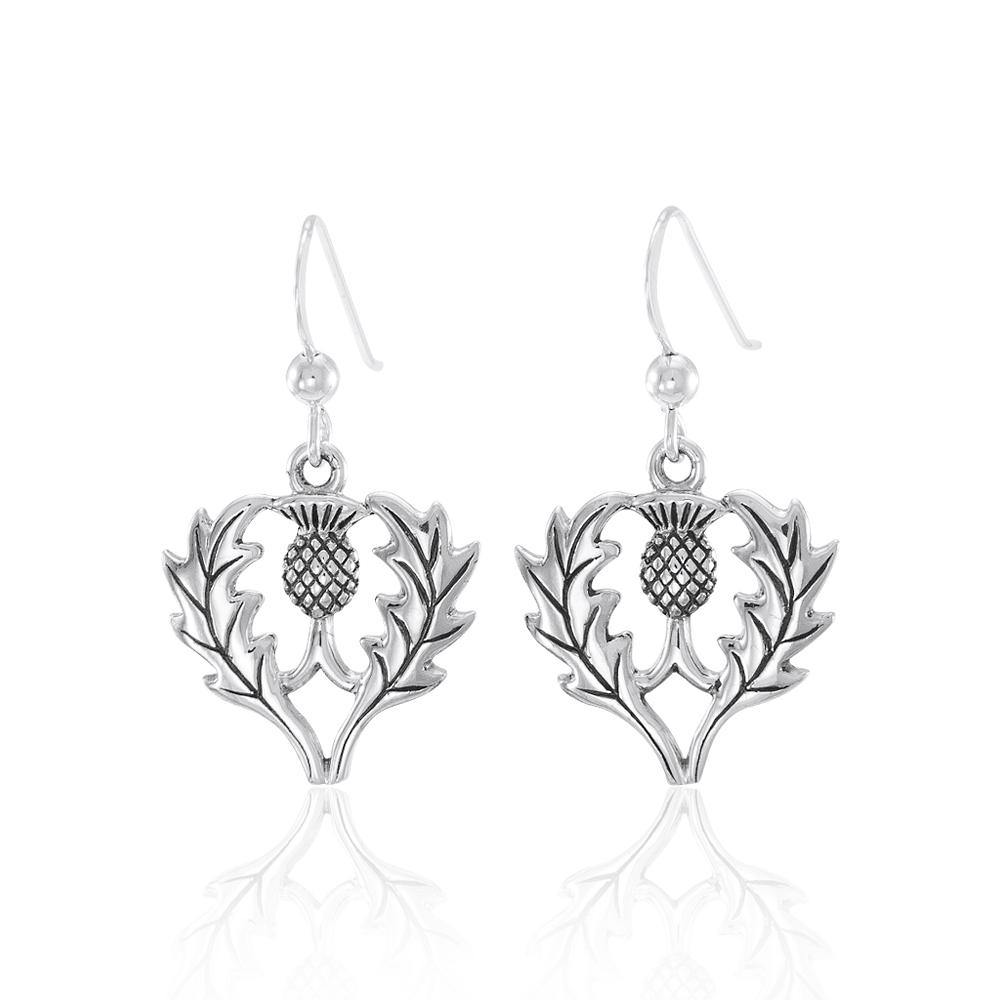 A beautiful glory of Scotland ~ Sterling Silver Jewelry Scottish Thistle Earrings TE2874 - Jewelry