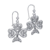 A wishful inspiration and luck ~ Celtic Knotwork Shamrock Sterling Silver Hook Earrings by Courtney Davis TE2919