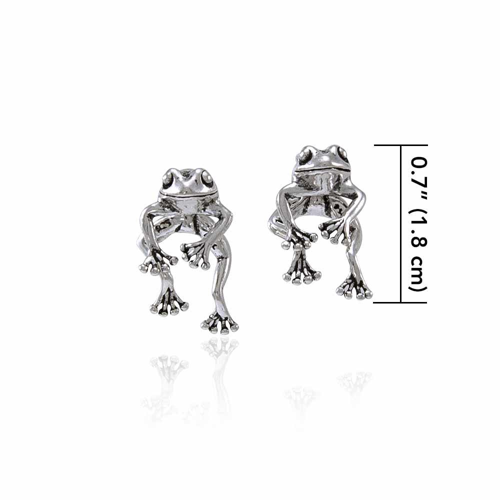 Moveable Frog Silver Silver Earrings TE533 - Jewelry