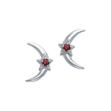 Crescent Moon and Star Gemstone Post Earrings TER1229 - Jewelry