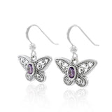 Delighted of the butterfly beauty ~ Sterling Silver Jewelry Earrings with Gemstone TER1237 - Jewelry