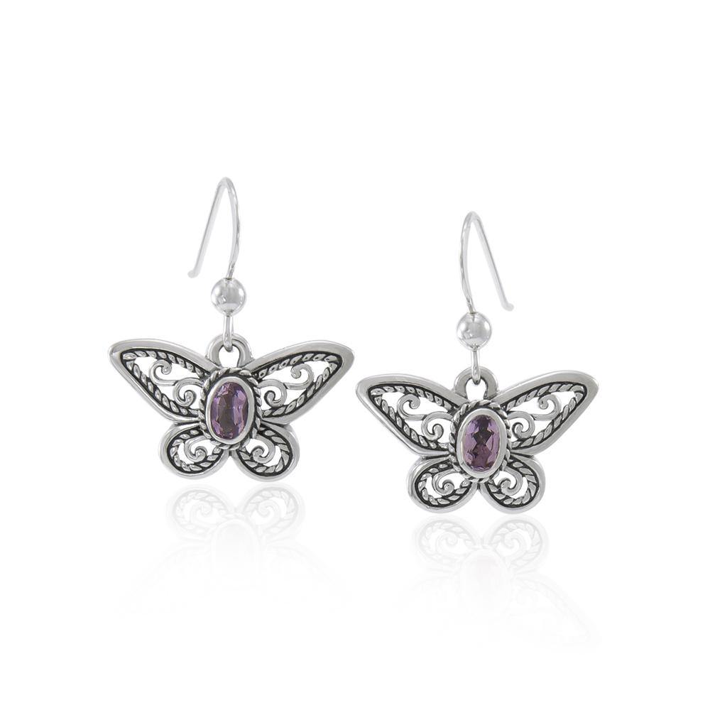 Delighted of the butterfly beauty ~ Sterling Silver Jewelry Earrings with Gemstone TER1237 - Jewelry