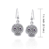 Dia de los Muertos Skull Gemstone Earrings TER1585 - Jewelry