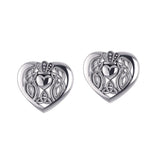 Celtic Claddagh Heart Sterling Silver Post Earrings TER1654