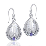 The Christian Cross Sterling Silver Earrings with Gemstone TER1664 - Jewelry