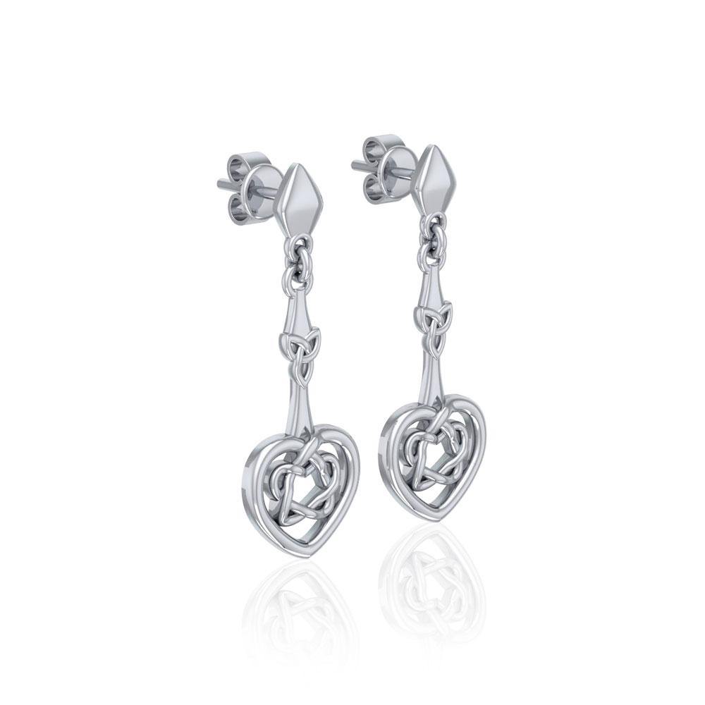 Celtic Heart Silver Post Earrings TER1676 - Jewelry