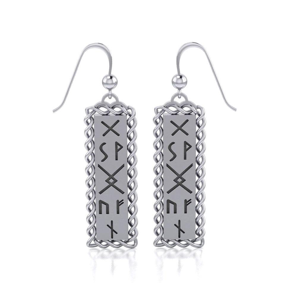 Runes of Woden Sterling Silver Earrings TER1684 - Jewelry
