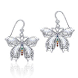 Spiritual Butterfly Silver Earrings with Chakra Gemstone TER1692 - Jewelry