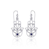 Hamsa Star of David Sterling Silver Earrings with Gemstone TER1700 - Jewelry