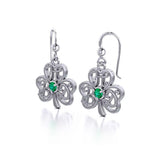 HBD Happy Birthday Monogramming Shamrock Clover Silver Gemstone Earrings TER1721 - Jewelry