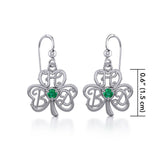 HBD Happy Birthday Monogramming Shamrock Clover Silver Gemstone Earrings TER1721 - Jewelry