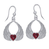 Gemstone Heart Angel Wings Silver Earrings TER1723