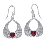 Gemstone Heart Angel Wings Silver Earrings TER1723 - Jewelry