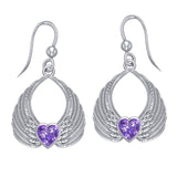 Gemstone Heart Angel Wings Silver Earrings TER1723 - Jewelry