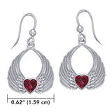 Gemstone Heart Angel Wings Silver Earrings TER1723 - Jewelry