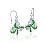 Lucky Shamrock Clover Silver Earrings with Enamel TER1732 - Jewelry