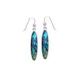 Modern Long Oval Inlaid Silver Earrings TER436 - Jewelry