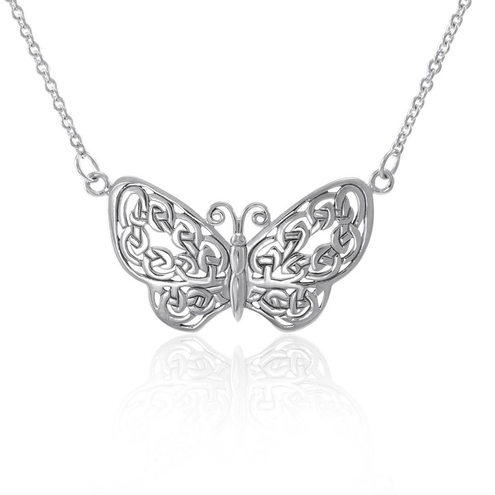 A life-changing symbolism ~ Sterling Silver Jewelry Celtic Knotwork Butterfly Necklace TN047 - Jewelry