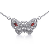 Spread Your Wings Like a Butterfly Small Silver Necklace with Gemstone TN052 - Jewelry
