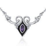 A gift of the world Silver Celtic Triquetra Necklace with Gemstone TNC159