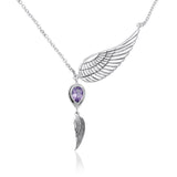 In peace and calm ~Sterling Silver Angel Wing Jewelry Necklace with Gemstone TNC421P - Jewelry