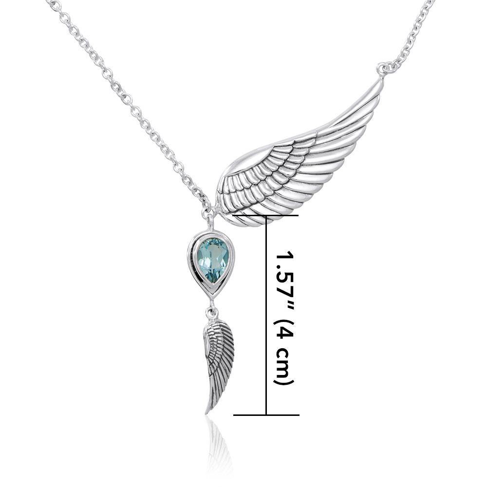 In peace and calm ~Sterling Silver Angel Wing Jewelry Necklace with Gemstone TNC421P - Jewelry