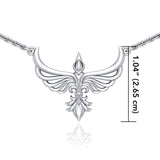 Phoenix with Fleur De Lis Sterling Silver Necklace TNC449 - Jewelry