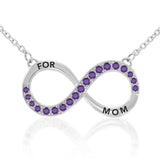 Infinity Love For Mom Silver Large Necklace with Gemstone TNC456 - Jewelry