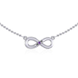 Infinity Love For Mom Silver Necklace with Single Gem TNC459 - Jewelry