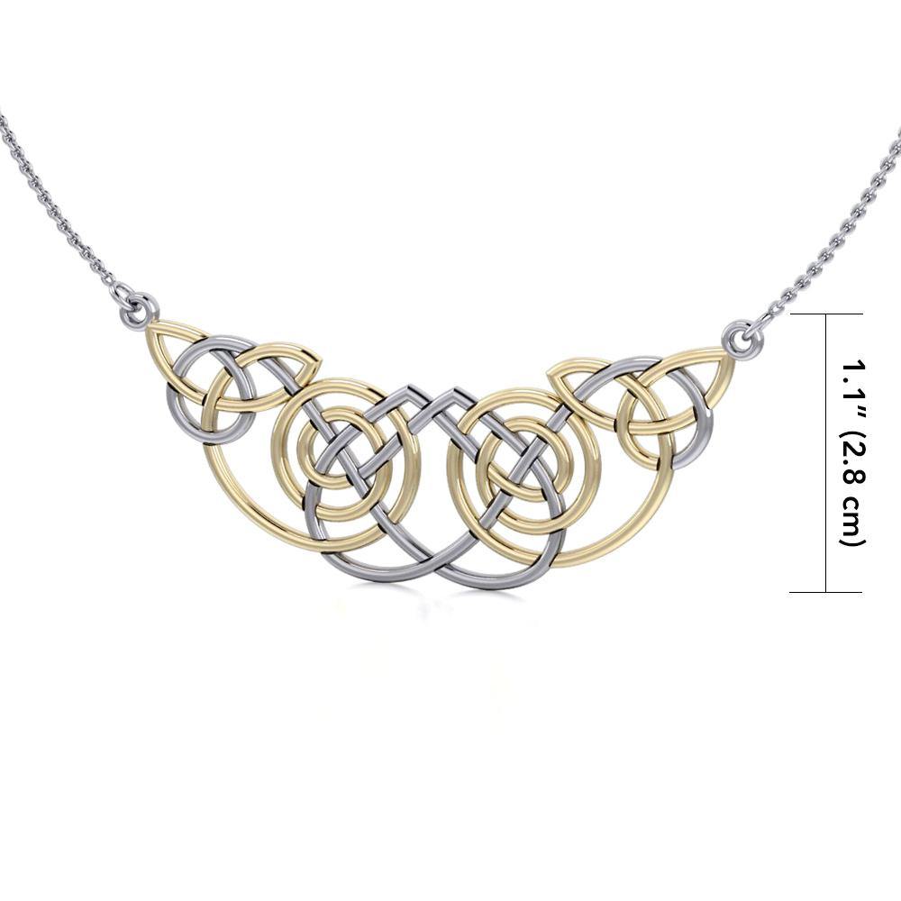 Celtic Knot Spiral Gold Accent Silver Necklace TNV002 - Jewelry