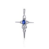 Modern Celtic Knotwork Cross Silver and Gem Pendant TP1213 - Jewelry
