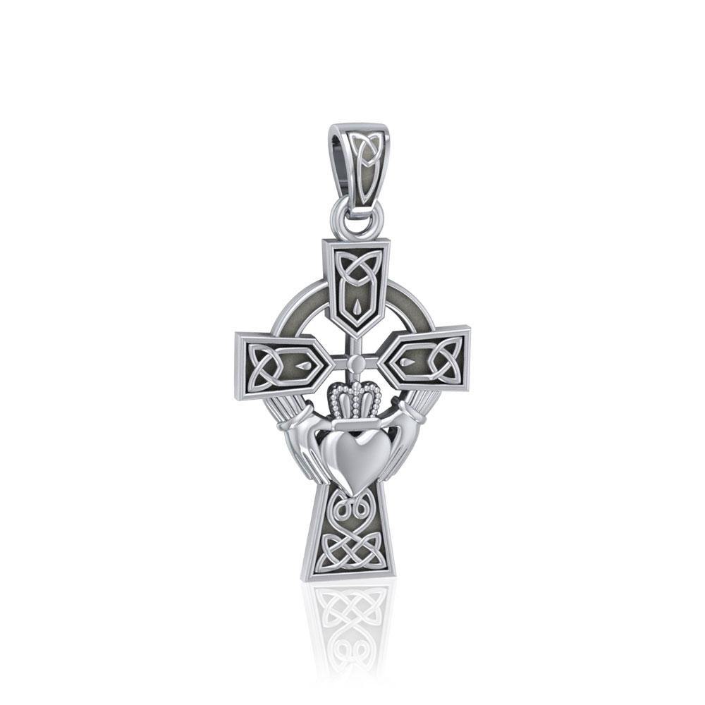 Celtic Cross and Irish Claddagh Silver Pendant TP1704 - Jewelry