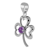 Finest beauty ~ Sterling Silver Jewelry Shamrock Pendant with Center Gemstone TP3105 - Jewelry