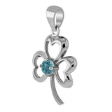 Finest beauty ~ Sterling Silver Jewelry Shamrock Pendant with Center Gemstone TP3105 - Jewelry