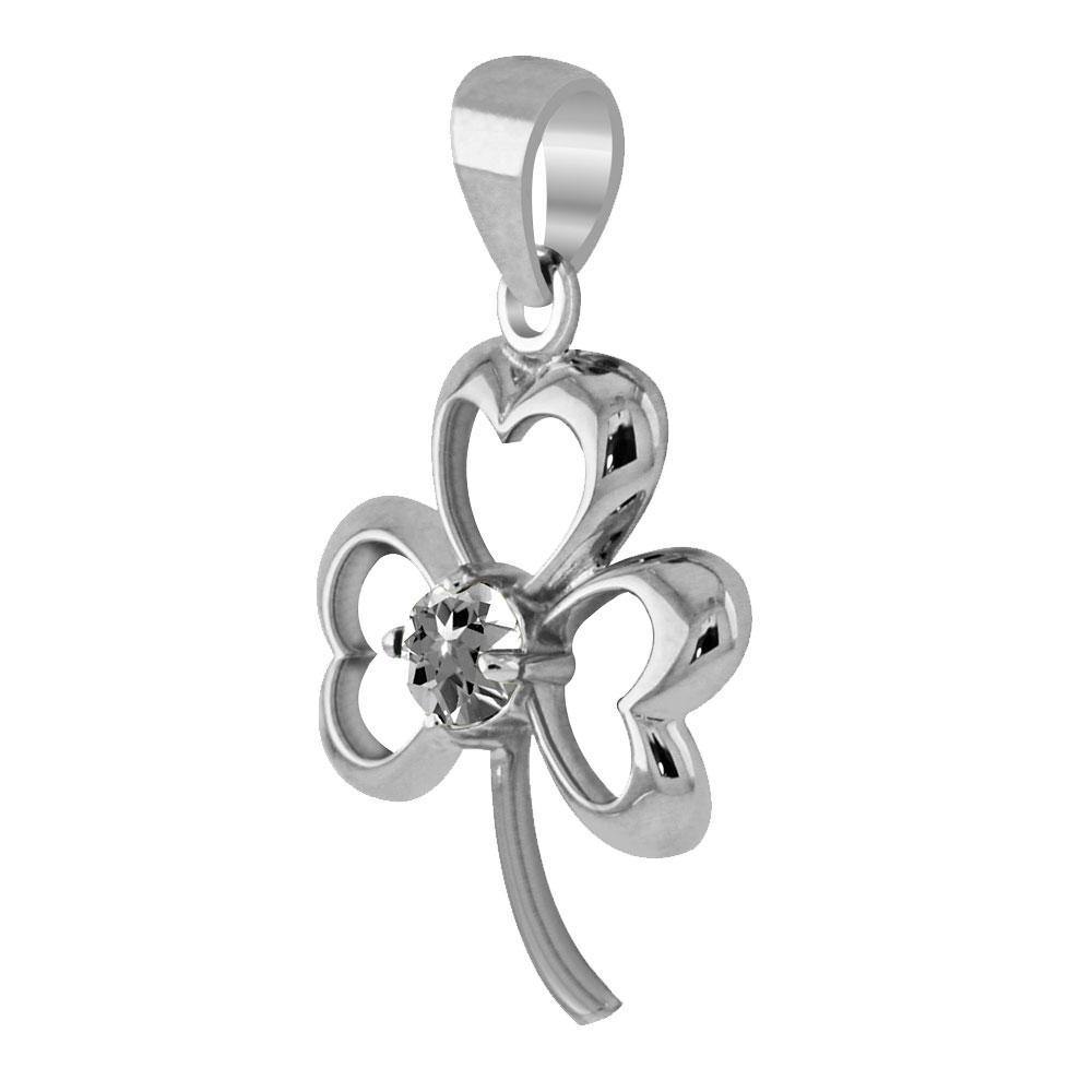 Finest beauty ~ Sterling Silver Jewelry Shamrock Pendant with Center Gemstone TP3105 - Jewelry